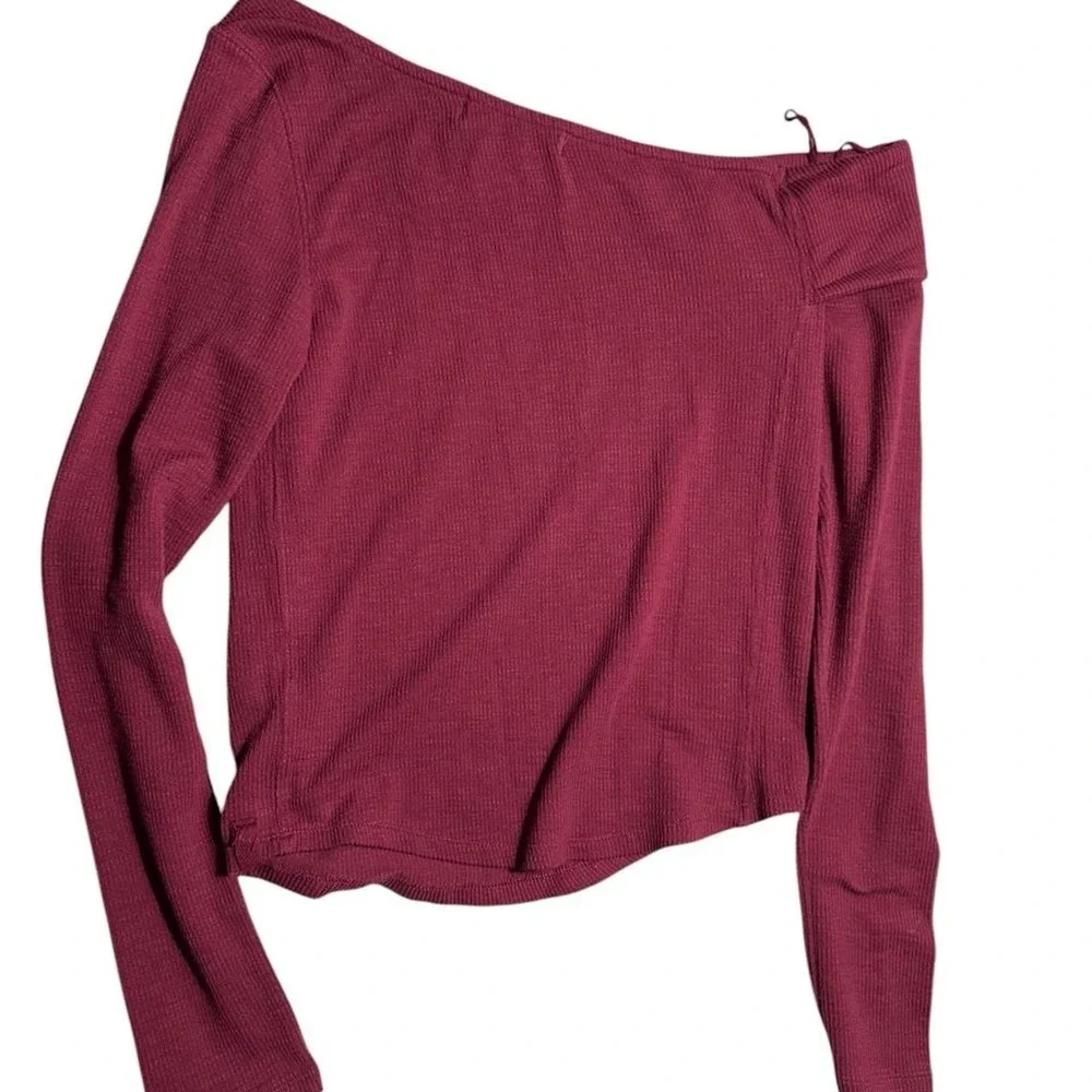Free People Addie Layering Top Medium Pomegranate Burgundy Off Shoulder
